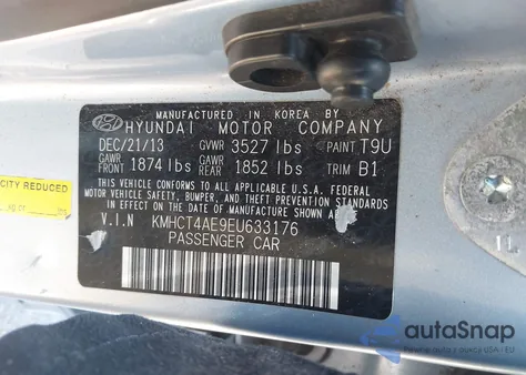 2014 Hyundai Accent Gls from USA, damaged, VIN KMHCT4AE9EU633176